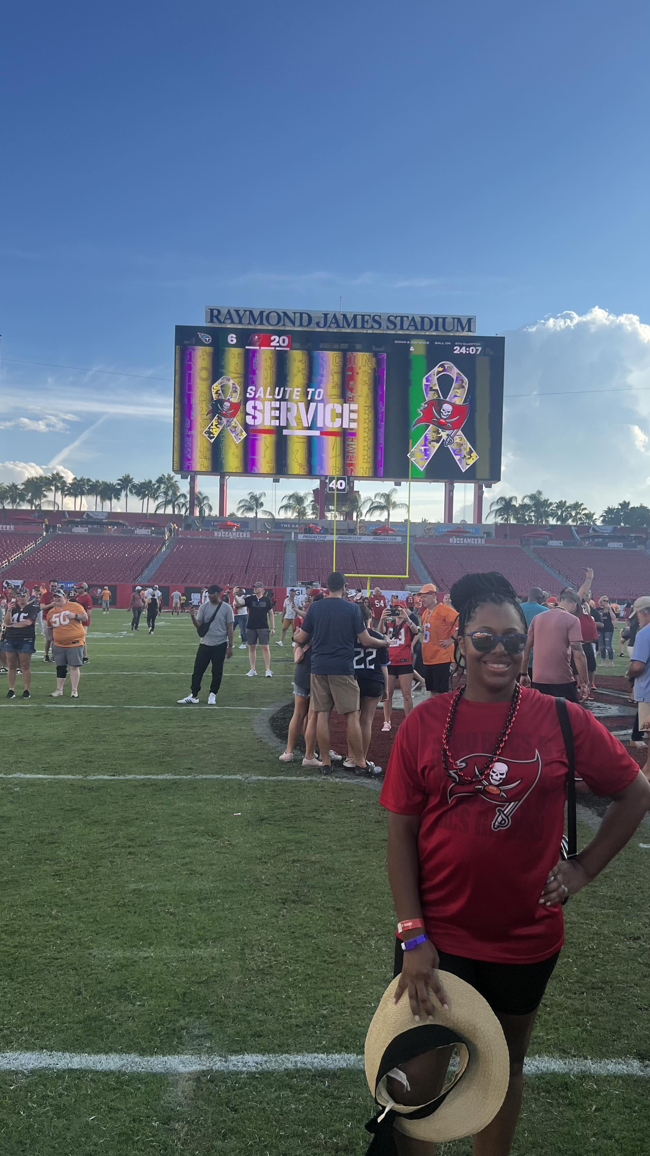 Tamara at the Tampa Bay Buccaneers stadium